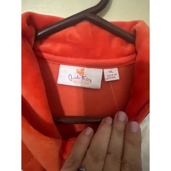 NEW Quacker Factory Womens XL Orange  Quilted Vest W/ Rhinestone Accents & Zip F - Picture 3 of 11